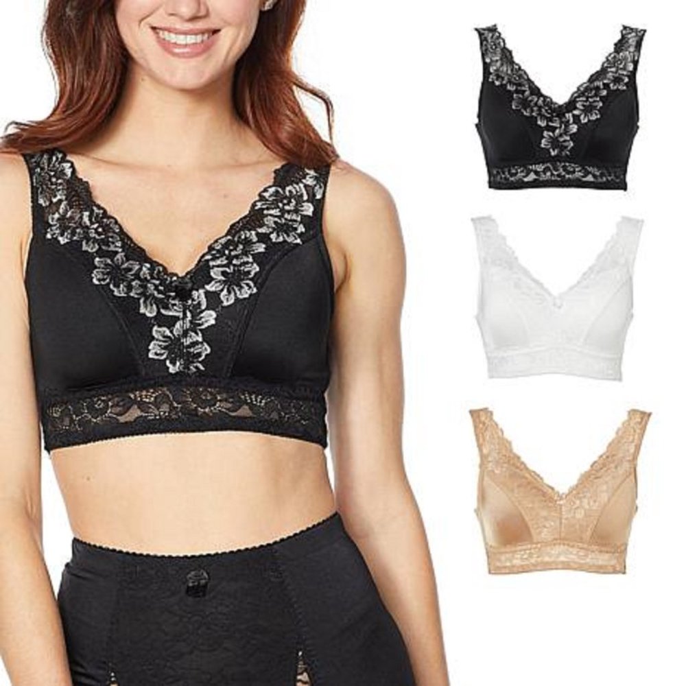 Rhonda Shear 3-pack Pin-Up Bra with Lace Back